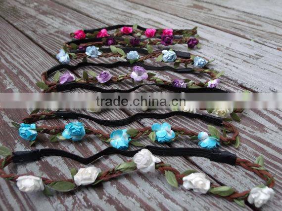 wholesale silk artificial flower flower crown hair accessory
