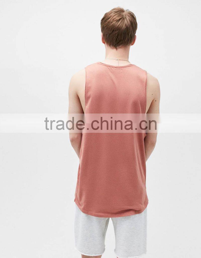 2017 custom new design sleeveless plain cotton t shirt men