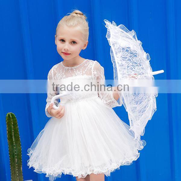 Baby Girls Fall Lace Long Sleeve White Tutu Dress