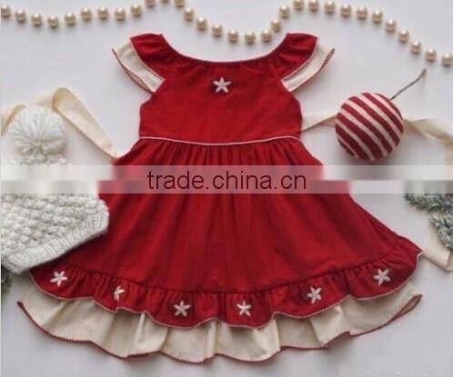 2016 hot sale baby girls holiday boutique red dress for kids girl christmas dresses