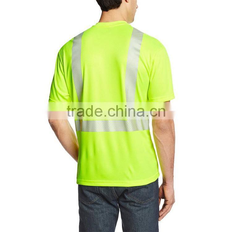 Short Sleeve Fashion Design Wholesale Cheap Safety Tape Hi Vis 100% Cotton Reflective T-shirt