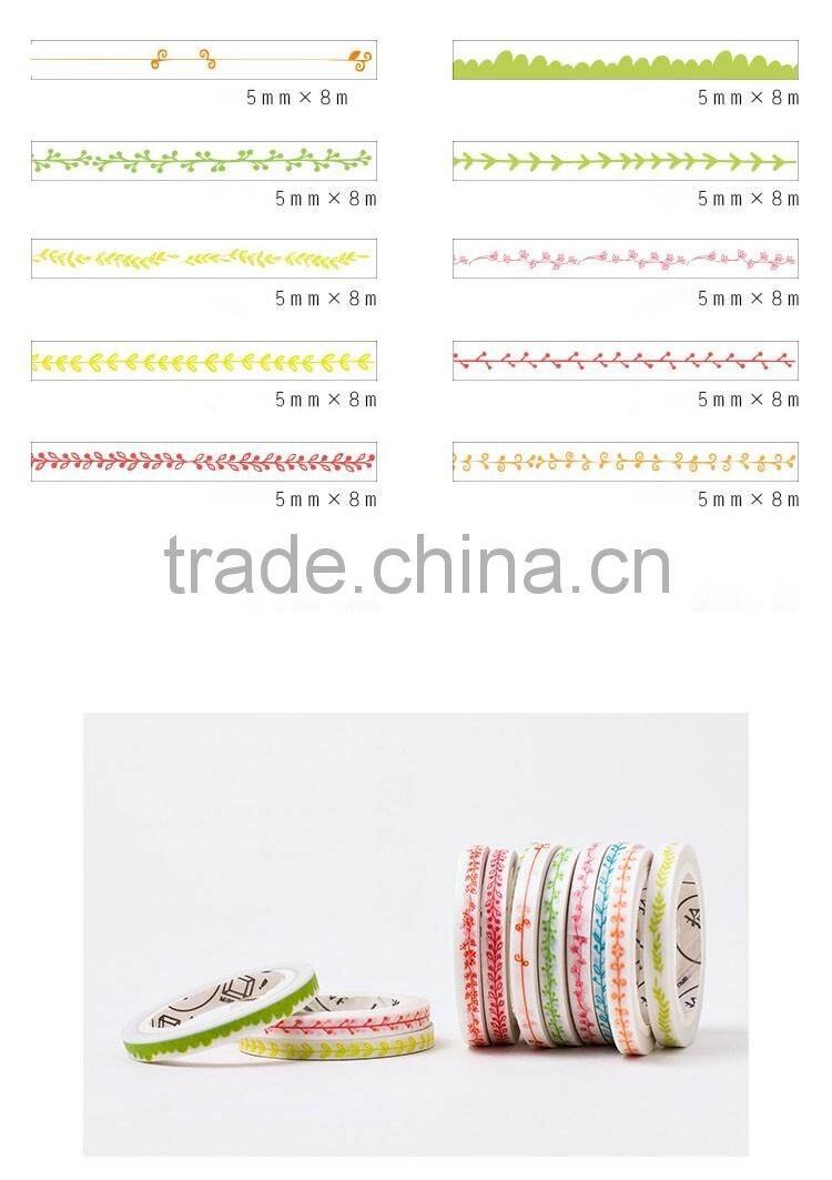 5mm*8m Japan washi tape customizable thin type adhesive paper tape planner accessories
