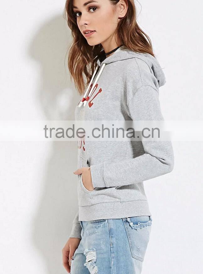 2016 Long sleeve kangaroo pocket hoodie wholesale print hoodies women
