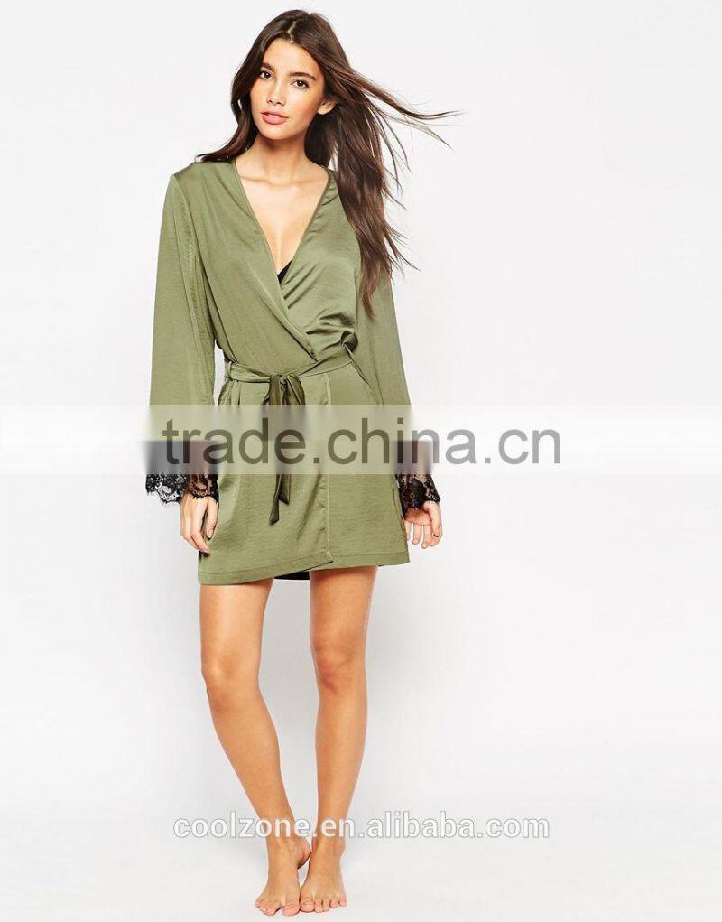 Regular fit wrap front bath robe wholesale women comfortable robe