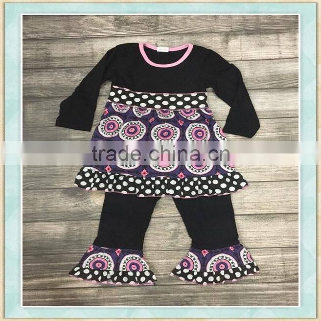 China branded factory clothes black roundness panttern design baby used clothing for sale