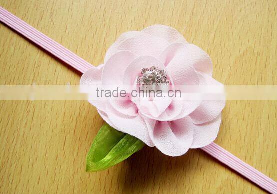 new born baby girl headband, small chiffon flower baby headband