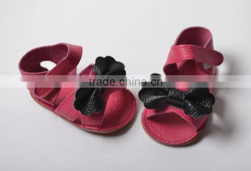 genuine leather girl summer moccasins, bow design baby shoes