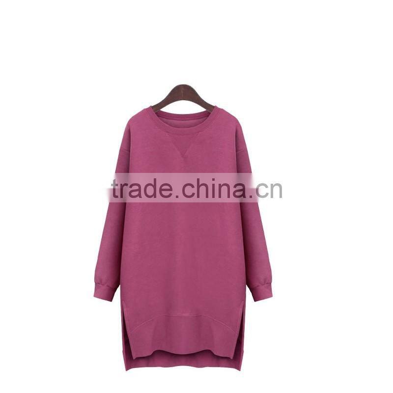 cheap customized side split thick fleece longline/elongated sweatshirts dress hoodies LH5867