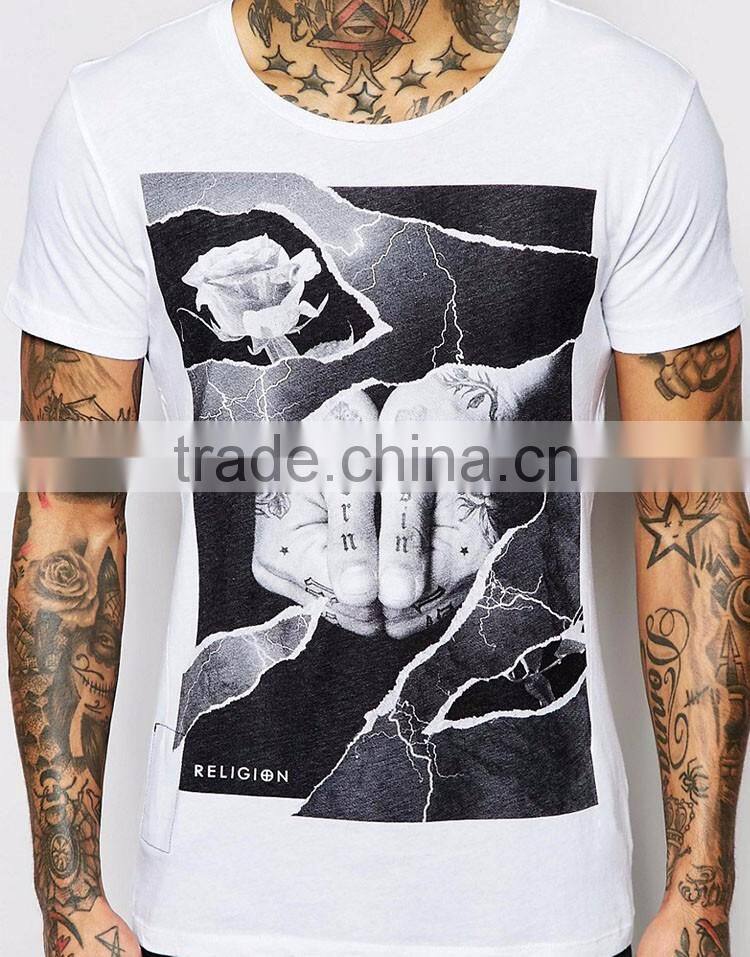 Guangzhou Shandao New Arrival Men 180g 95% Cotton 5% Spandex Summer Short Sleeve T Shirt Tattoo