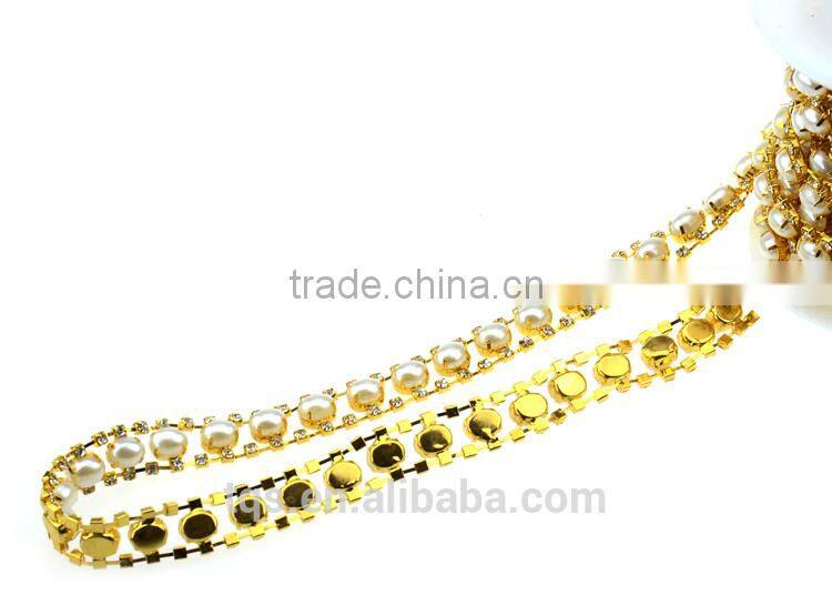 Wholesale High Quality Pearl&Rhinestone Cup Chain