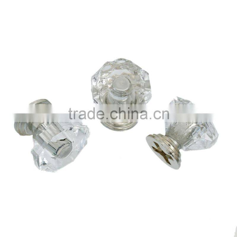 Wholesale Silver Tone Clear Faceted Plastic Jewelry Wooden Box Pull Handle Knobs