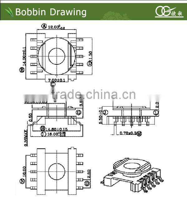 ER14.5 transformer bobbin with pin5+5,copper coil wire,SMD