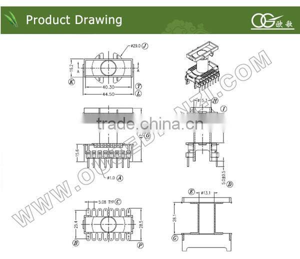 ETD39 vertical bobbin pin8+8 220v 24v transformer bobbin for winding machine