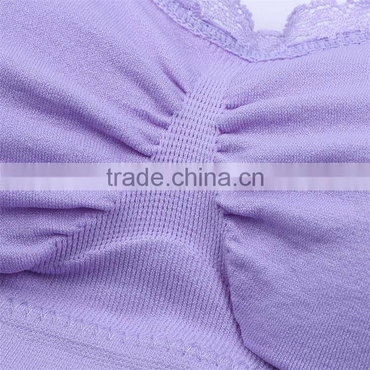 High grade shockproof full cup lace U-design nylon sexy women sports bra