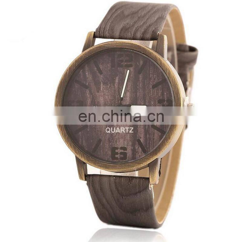 Unisex Student Teens Vintage Imitation Wood Strap Watch