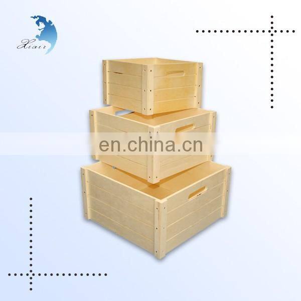 Custom design large various colour fancy square shape fumigated wooden crate