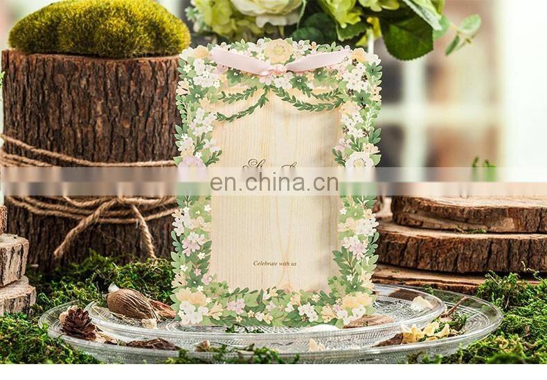 European Customized Printing 5116 Luxurious Flower Wedding Invitation Card