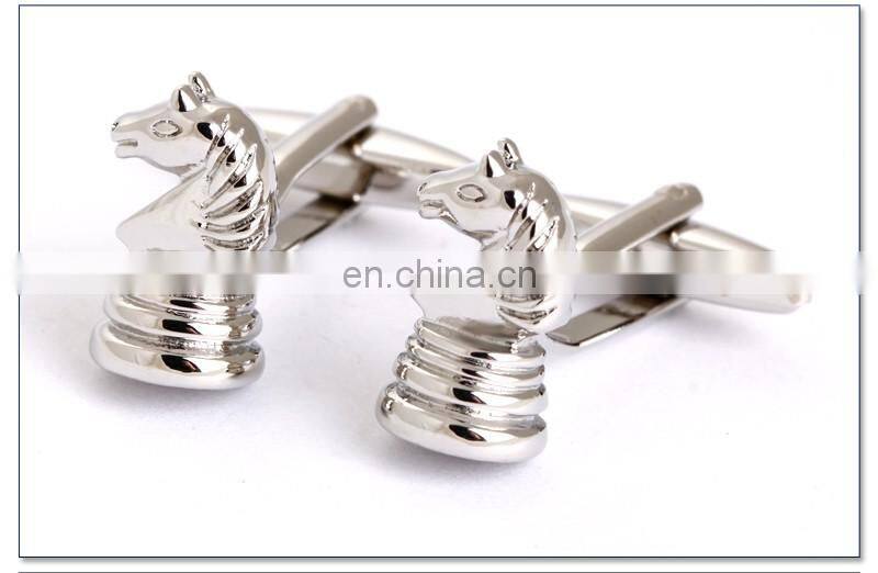 International Chess Pieces Knight Horse Men Shirt Silver Cufflink Brand
