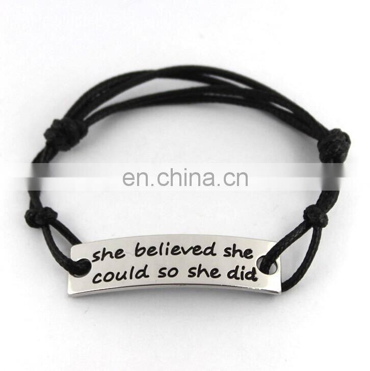 Personlized inspirational Leather engraved Bracelet
