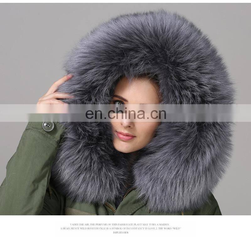 New Collections Winter Fur Coats Fox Army Jacket Women Outwear Parka