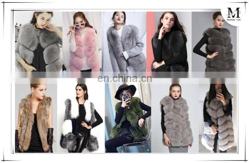 2017 Fashionable Women Real Fur Sleeveless Coat Women Genuine Fox Fur Vest