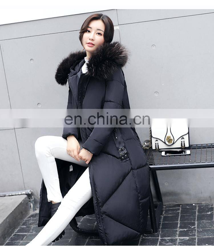 2017 winter new feather cotton clothing women Korean version of the Slim plus large collar collar long knee women's jacket S1003
