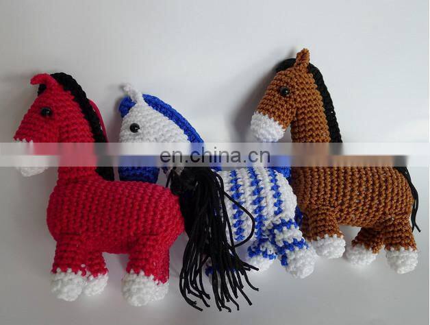Hot-saleing stuffed woven fabric, with knit and crochet fabricsKnit Horse, Hand Crochet Animal Toys