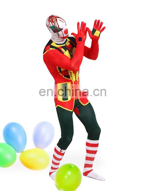 Harley Quinn Halloween Lycra Joker Jester Clown Zentai Full Suit Costume Fetish