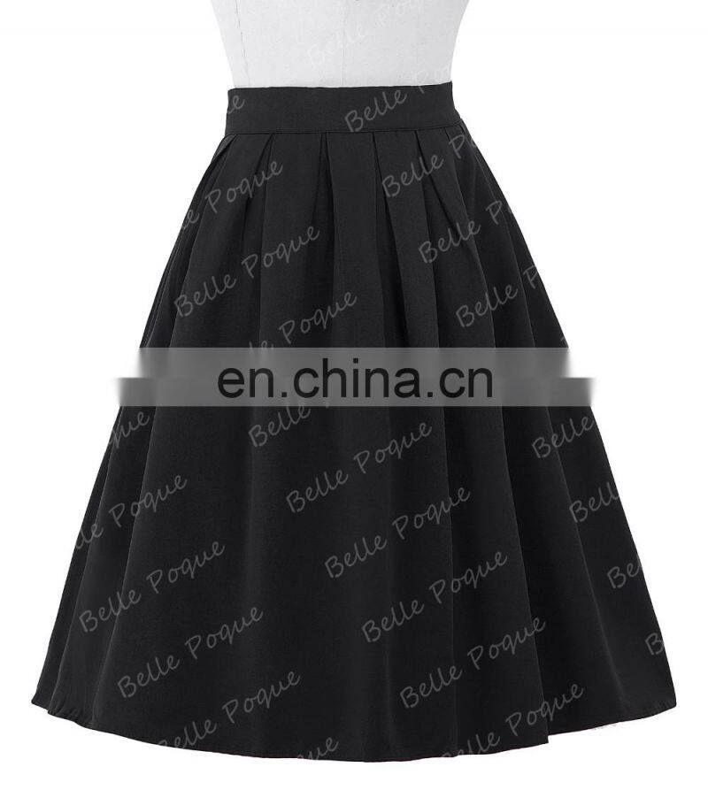 Belle Poque Stock Cotton Spandex Black Vintage 50s Retro Dress Skirt BP000154-1