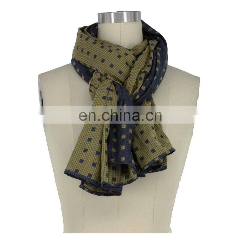 Direct Factory Cotton Check Dots Double-Layer Scarf