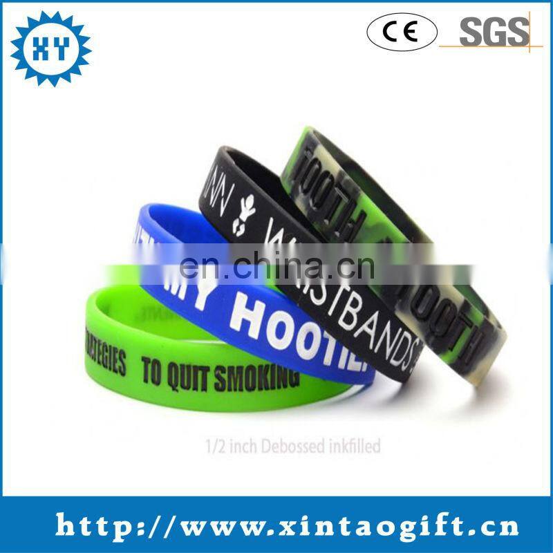2014 Hot Sale Silicone Ribbon Personal Blue Free Sample Bracelet