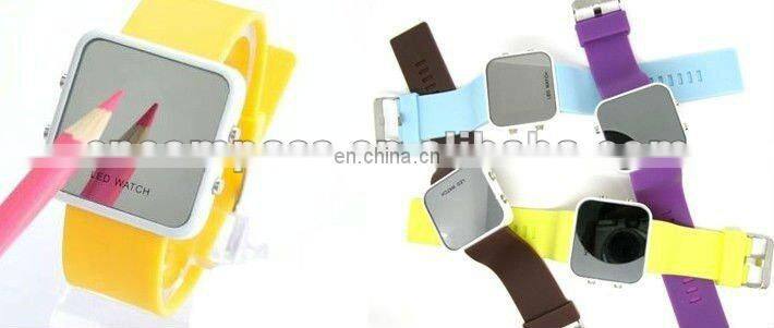 mix colors Mirror LED Digital Date Sport Watch factory derect sal