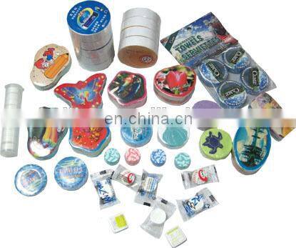 china factory oem welcomed 100% rayon (viscose) compressed dia6.0cm nonwoven colored bath towels