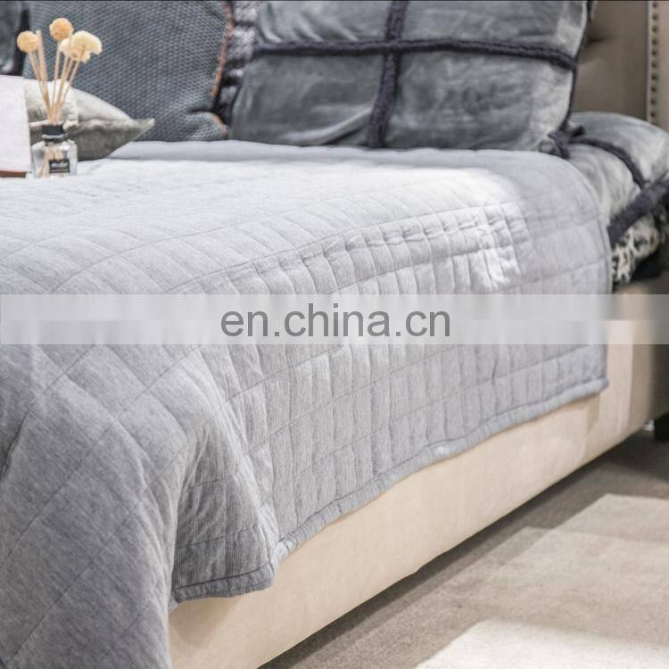 King size Gray color Vintage Washed Solid Cotton Quilt and Shams Set /Comfortable bedding bed sets