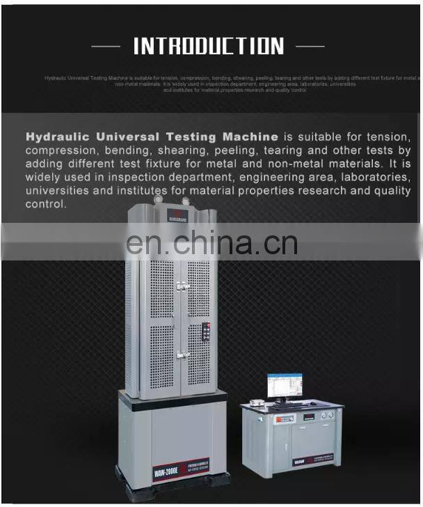 WAW-D 300-1000kN 30-100Ton Worm Gear Computerized Electro-hydraulic Servo Universal Testing Machine