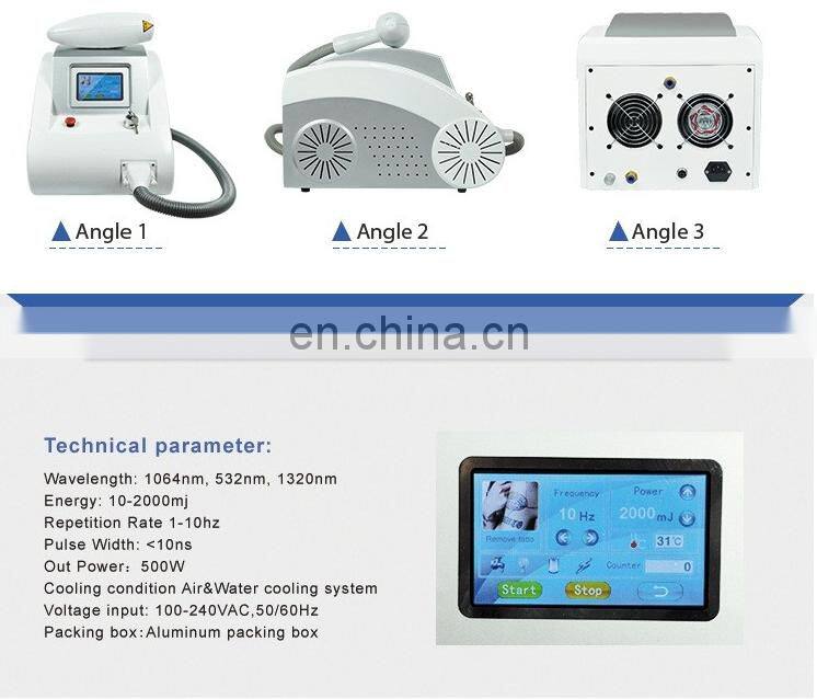 Portable 1064nm 532nm Nd Yag Laser Machine For Tattoo Removal /Eyebrow Removal