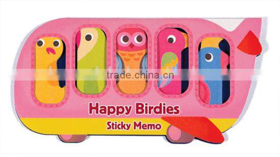 Bird & Animal on the Plane Die cut shape Note set Notepad Sticky memo pad