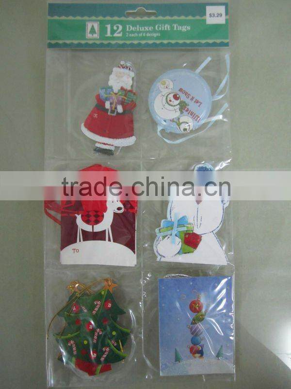 2016 hot selling Christmas decoration print paper christmas fancy gift hang tags with swing