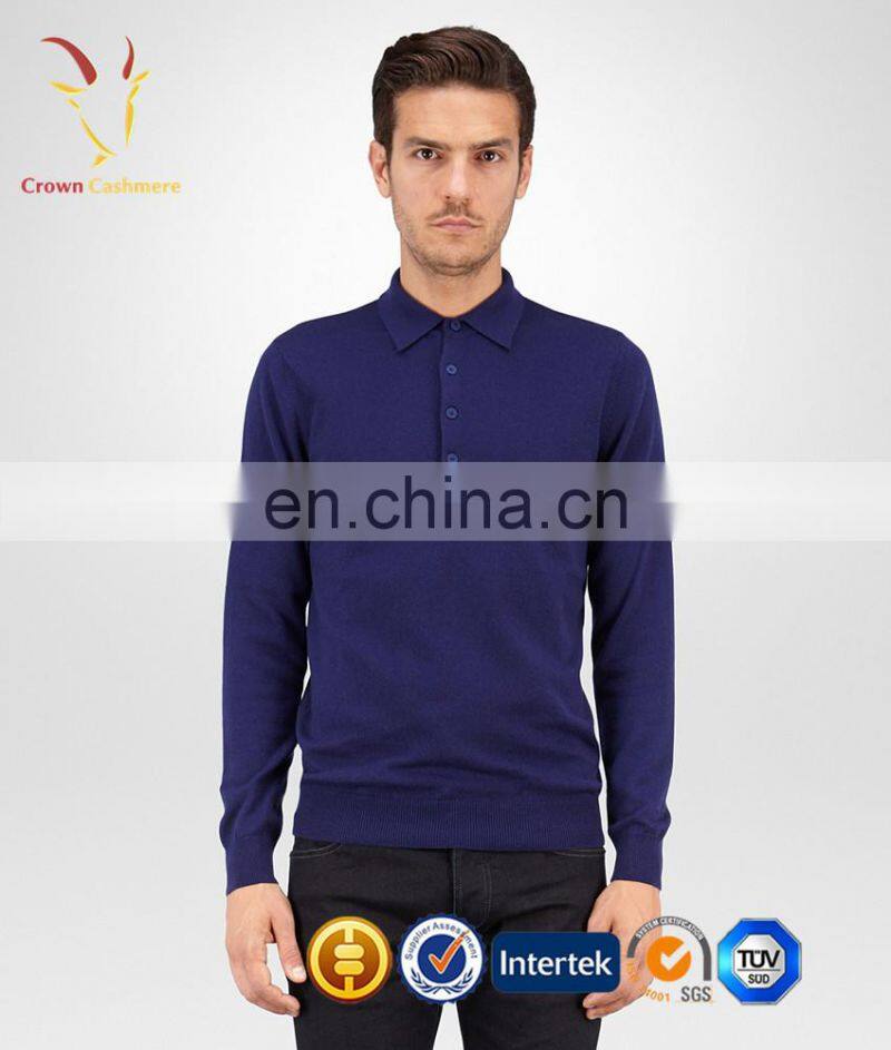 Best New Design 100% Cashmere Fashion Polo Sweater with Button for men
