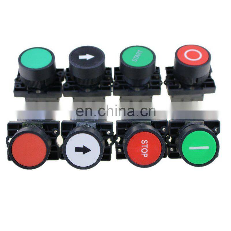 22mm start stop button with the arrow symbol XB2 flat touch switch button, Self reset button switch dot switch