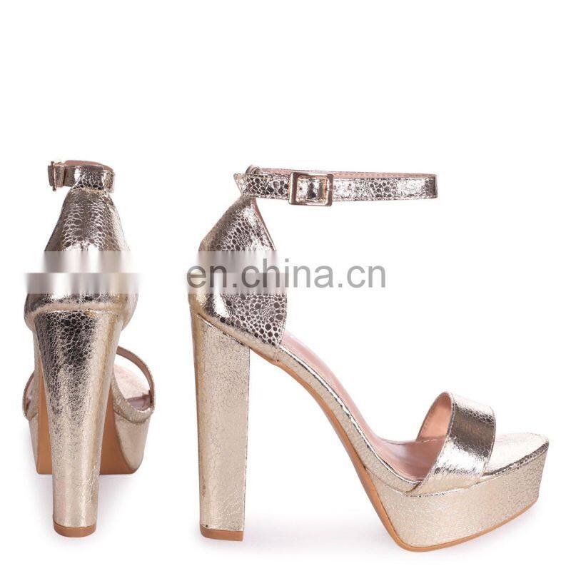 Ladies Cracked Closed Back Ankle Buckle Strap High Block Heels Women Platform Sandals Shoes Pu Handmade Rubber PK LAJPF0096