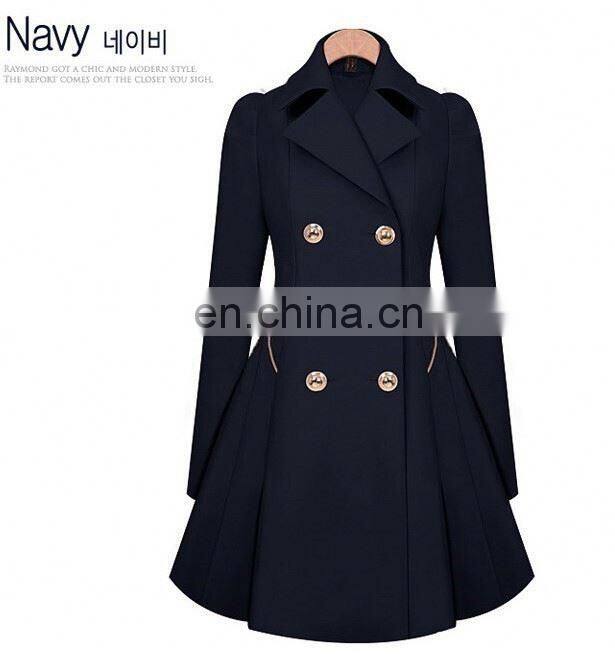 2020 Wholesale Ladies Fashion Solid Color Button Lapel windbreaker Long Spring autumn coat trench outwear jacket for women