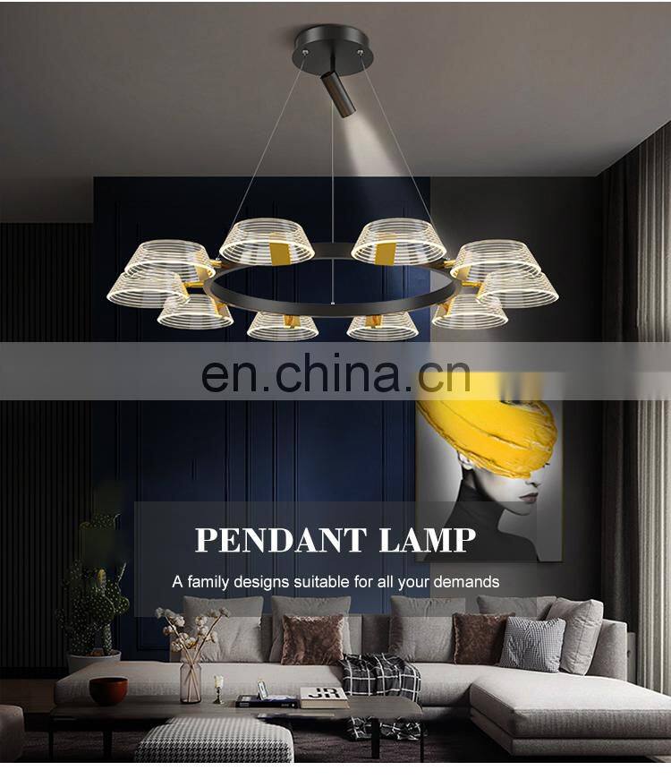 New Design Luxury Decoration Indoor Acrylic Dining Room LED 36 54 108 128 W Modern Pendant Lamp