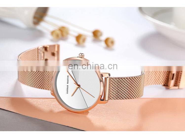 HANNAH MARTIN HM-133 Accept Customise Watch Ladies Rose Gold Stainless Steel Analog Quartz Brand Watches
