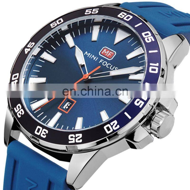 MINI FOCUS MF0020G Cool Fashion Big Display Rubber Band Analog Calendar Men Sports Casual Quartz Watches
