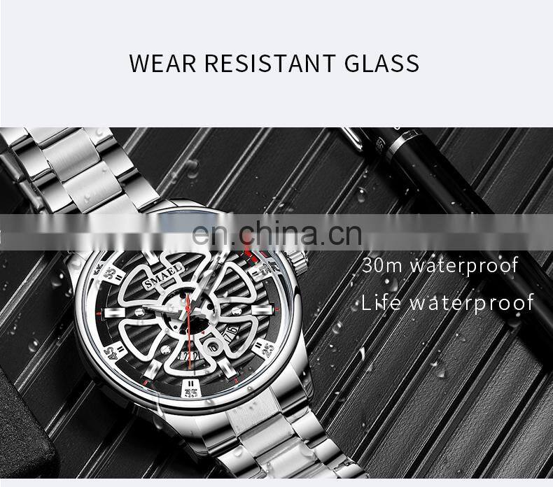 SMAEL 9180 Quartz Watch For Men SMAEL Golden Watches Waterproof Auto Date Male Clock Analog Stainless Steel Watches