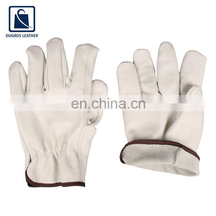 Normal Zig Zag Color Binding Straight Thumb Leather Gloves for Bulk Purchase