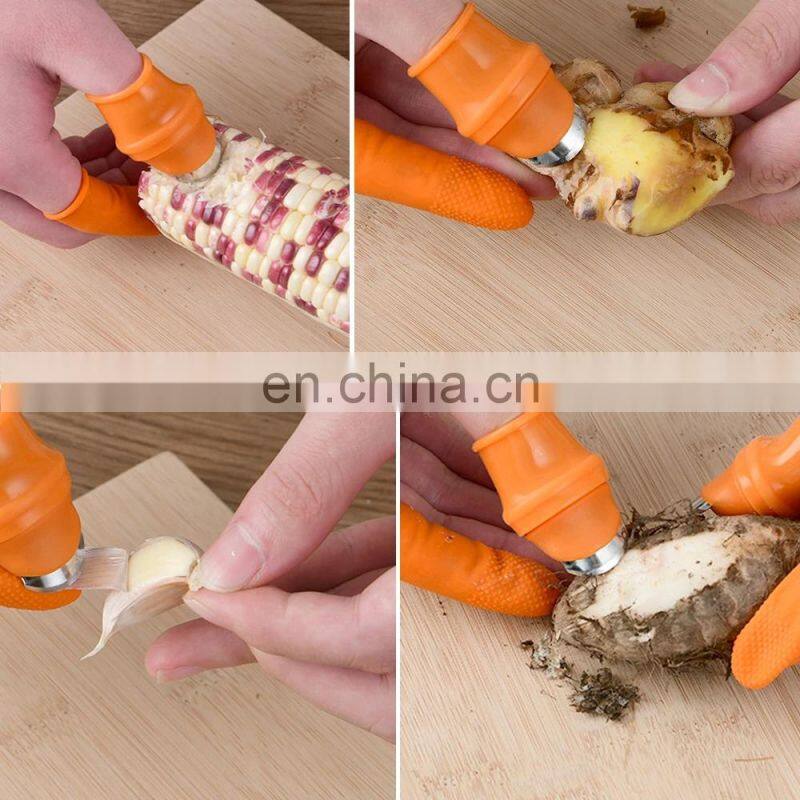 Finger Protector Silicone Thumb Knife Protector Gears Cutting Vegetable Harvesting Knife Pinching Plant Blade Scissors Gloves