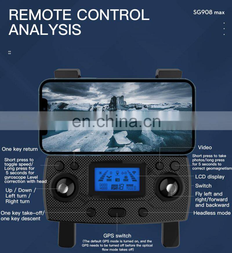 SG908 MAX 3KM 5G 4K HD Camera Foldable Quadcopter drone Obstacle Avoidance Drone Wifi GPS FPV Profesional Dron SG908MAX