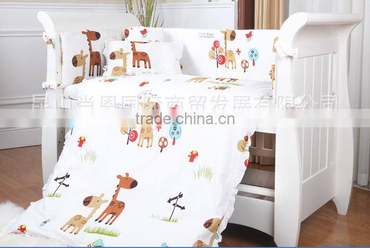 8pcs Pure color baby bedding set/embroidery baby bedding set